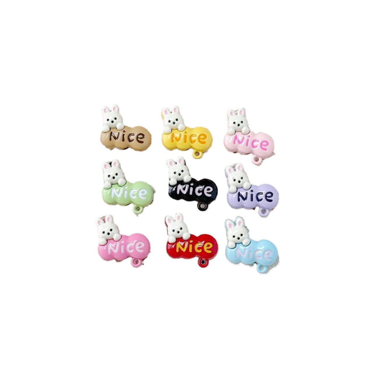 Baking Painted Window Kitten and Nice Rabbit Metal Beads 15/17mm 10pcs 2