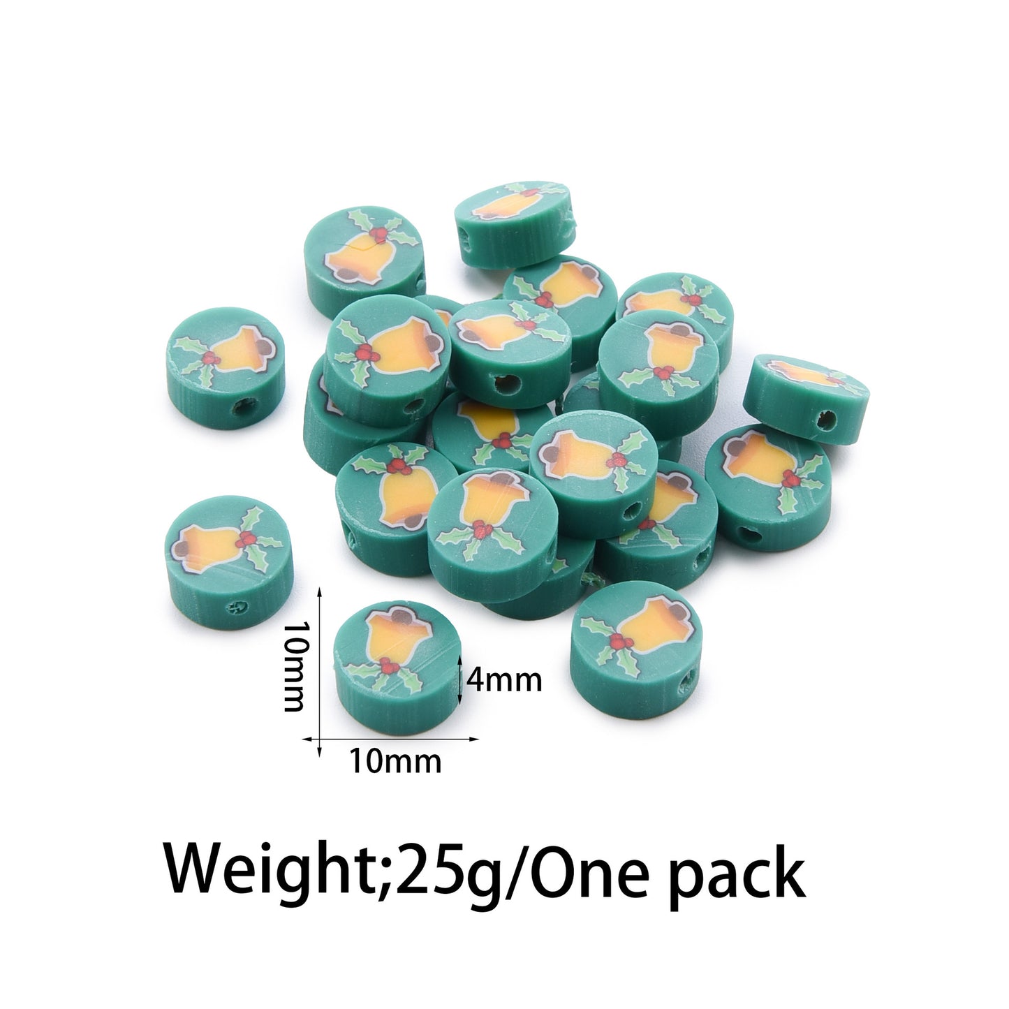 Flat Clay Beads Fruit and Christmas Tree Pattern Polymer 50pcs 26