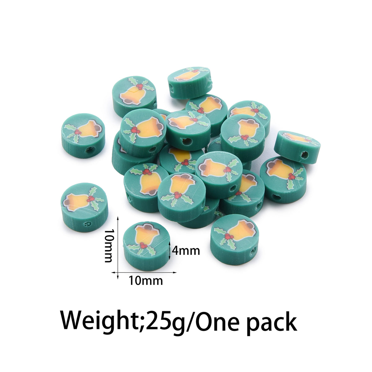 Flat Clay Beads Fruit and Christmas Tree Pattern Polymer 50pcs 26