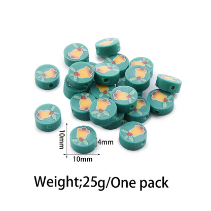 Flat Clay Beads Fruit and Christmas Tree Pattern Polymer 50pcs 26