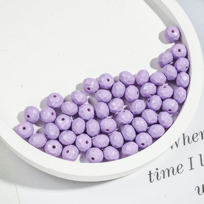 Acrylic Faceted Spacer Beads 8mm Baking Painted Solid Color 50pcs 7