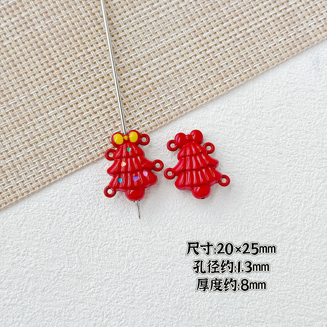 Baking Painted Christmas Tree and Bells Metal Beads 20pcs Festive Colors 35