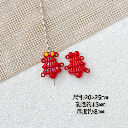 Baking Painted Christmas Tree and Bells Metal Beads 20pcs Festive Colors 35