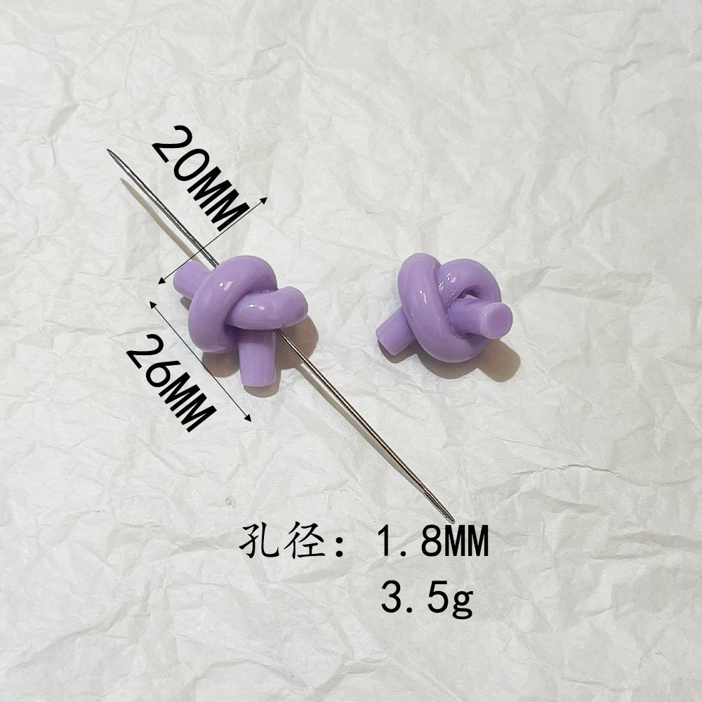 Painted Twist Knot Acrylic Beads 26mm Candy Color Glossy 50pcs 15