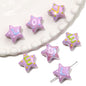 Hand Painted Star Acrylic Beads 19x12mm Pastel Letter 2pcs 8