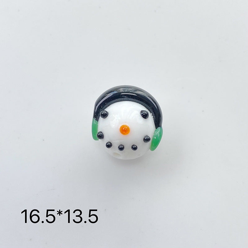 Hand Painted 3D Christmas Lampwork Glass Beads Snowman Santa Motifs 1pc 17