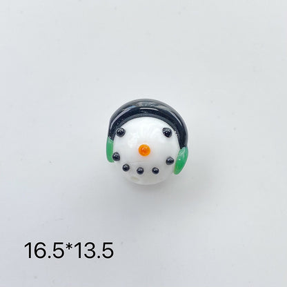 Hand Painted 3D Christmas Lampwork Glass Beads Snowman Santa Motifs 1pc 17