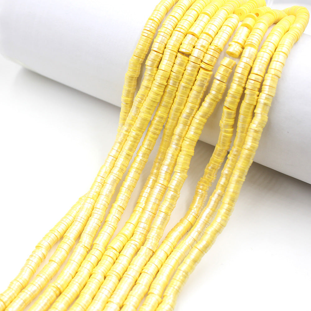 Pearly Lustre Flat Disc Clay Beads 6mm Colorful Pastel 10strands 13