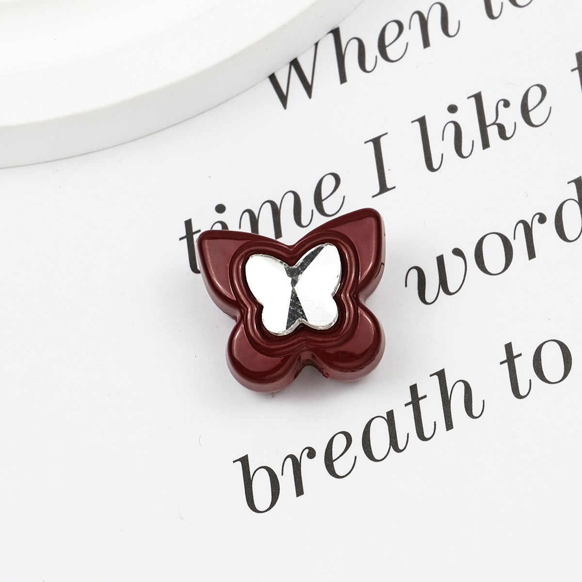 Painted Butterfly and Bear Acrylic Beads Imitation Zirconia Embedded 6pcs 5