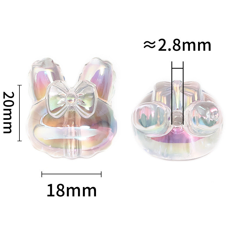 Transparent Bow Bunny Acrylic Beads 18mm 26mm Iridescent Glossy 50pcs 3