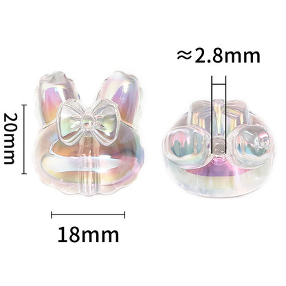 Transparent Bow Bunny Acrylic Beads 18mm 26mm Iridescent Glossy 50pcs 3