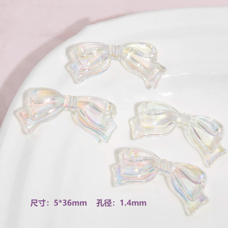 Transparent Bow Acrylic Beads 5x36mm Pastel Glossy 10pcs 6