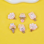 Bear Ice Cream Series Resin Beads Glossy Pastel Pink 20pcs 5