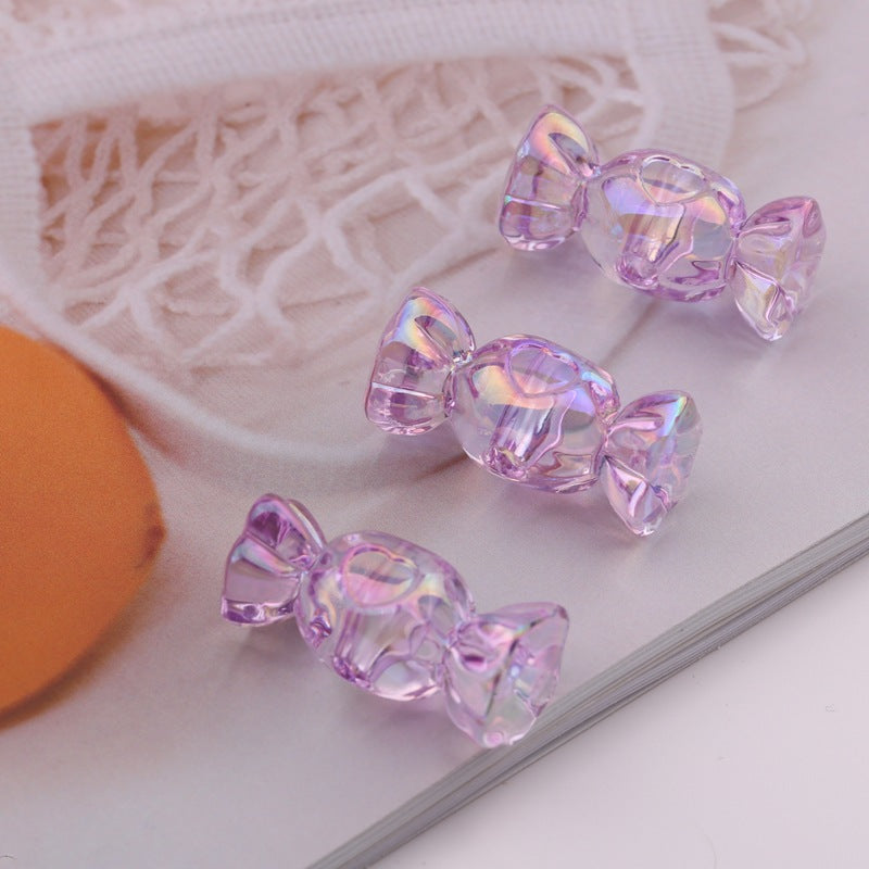 Transparent Candy Acrylic Beads 29mm UV Plating Rainbow 100pcs 10