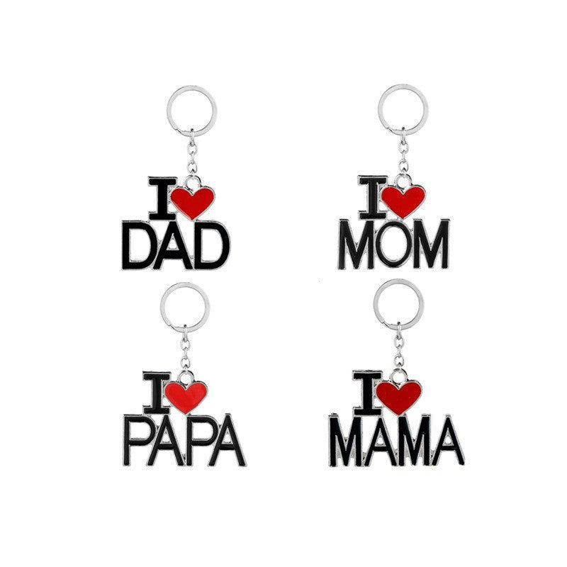 Alloy Family Love Keychain I Heart Dad Mom Papa Mama Design