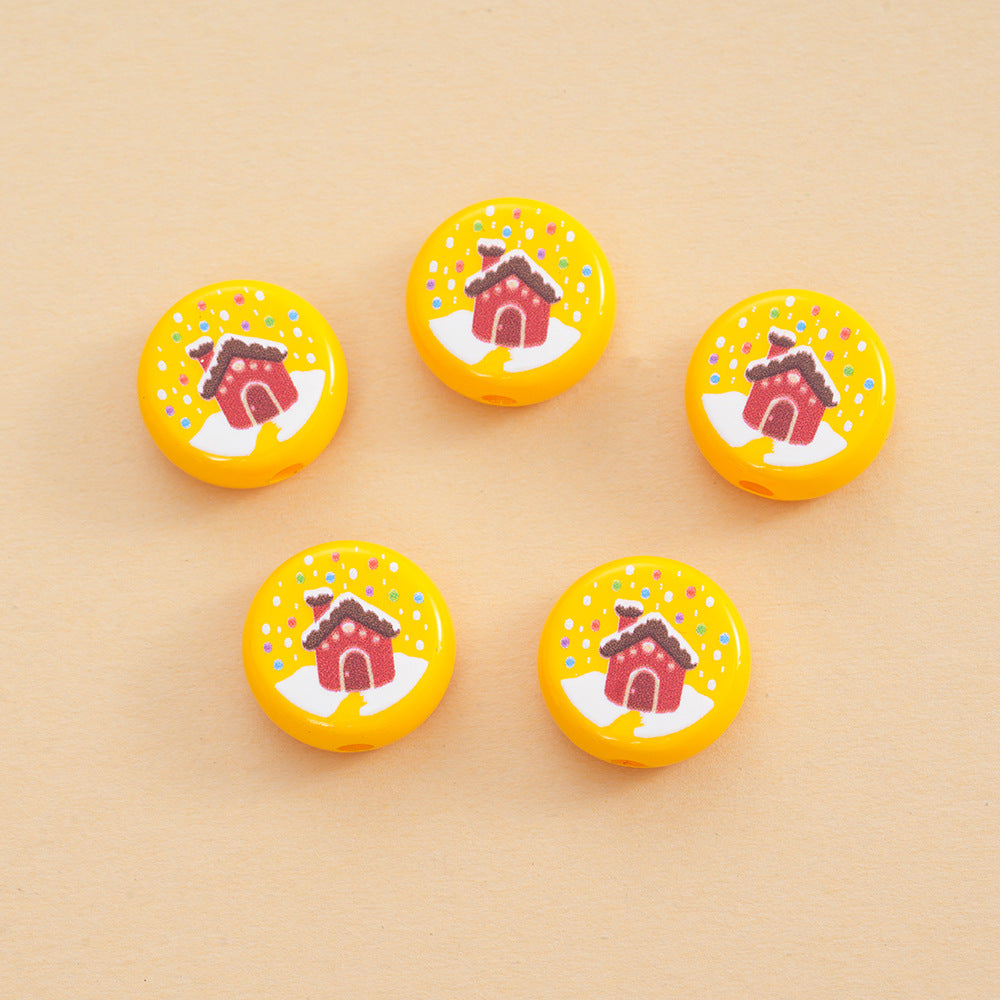 Baking Painted Flat Acrylic Beads 18mm Christmas Series 10pcs 10