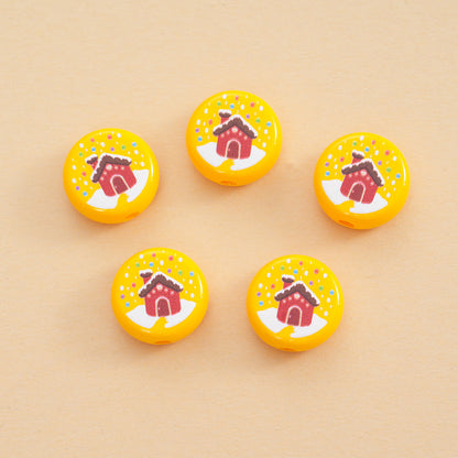 Baking Painted Flat Acrylic Beads 18mm Christmas Series 10pcs 10