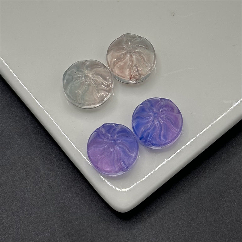 Small Steamed Bun Glass Beads 14mm Glossy Transparent Pastel 100pcs 4