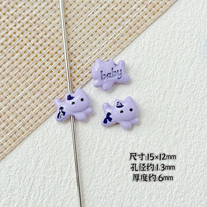 Baking Painted Bow Puppy and Dotted Kitten Metal Beads 15mm 20pcs 20