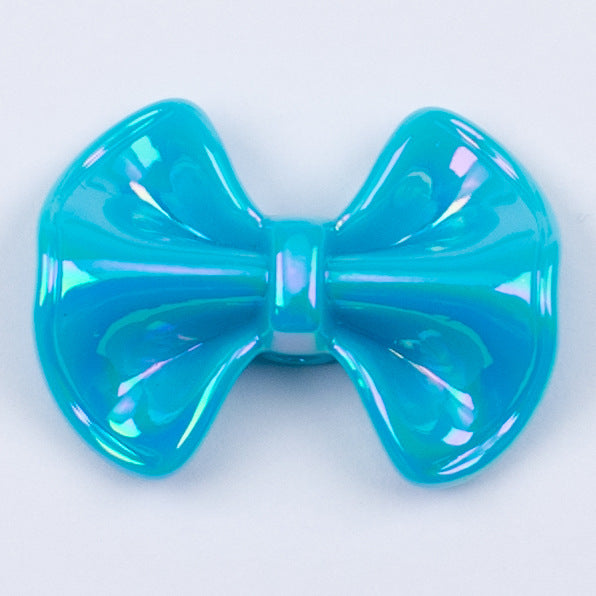 Plated Fat Bow Acrylic Beads 24mm Solid Glossy Color 100pcs 14