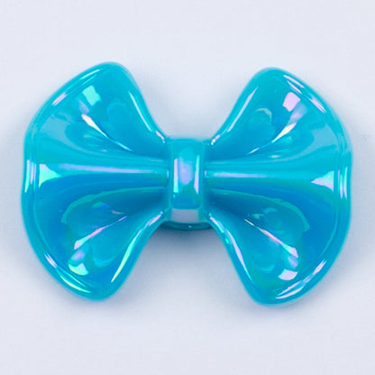 Plated Fat Bow Acrylic Beads 24mm Solid Glossy Color 100pcs 14