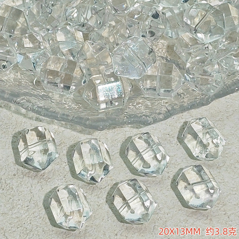 Gradient Faceted Hexagonal Prisms Glass Beads 20mm 25pcs 7