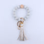 PU Leather Tassel Silicone Bead Wristlet Keychain Colorful Animal Print 16