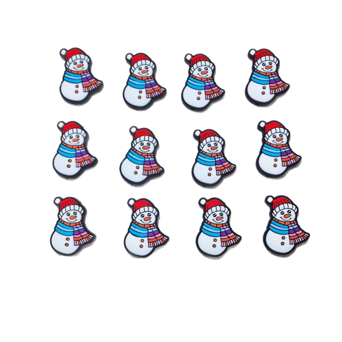 Silicone Focal Beads Christmas Snowman Wearing Scarf 20pcs 5