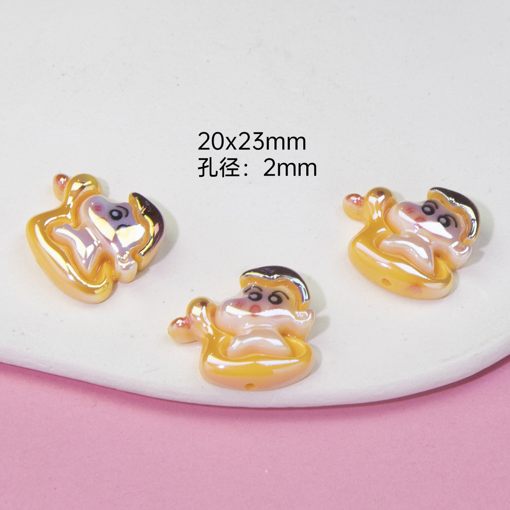 Plating Resin Beads Cartoon Character Glossy Pastel Colors 10pcs 6