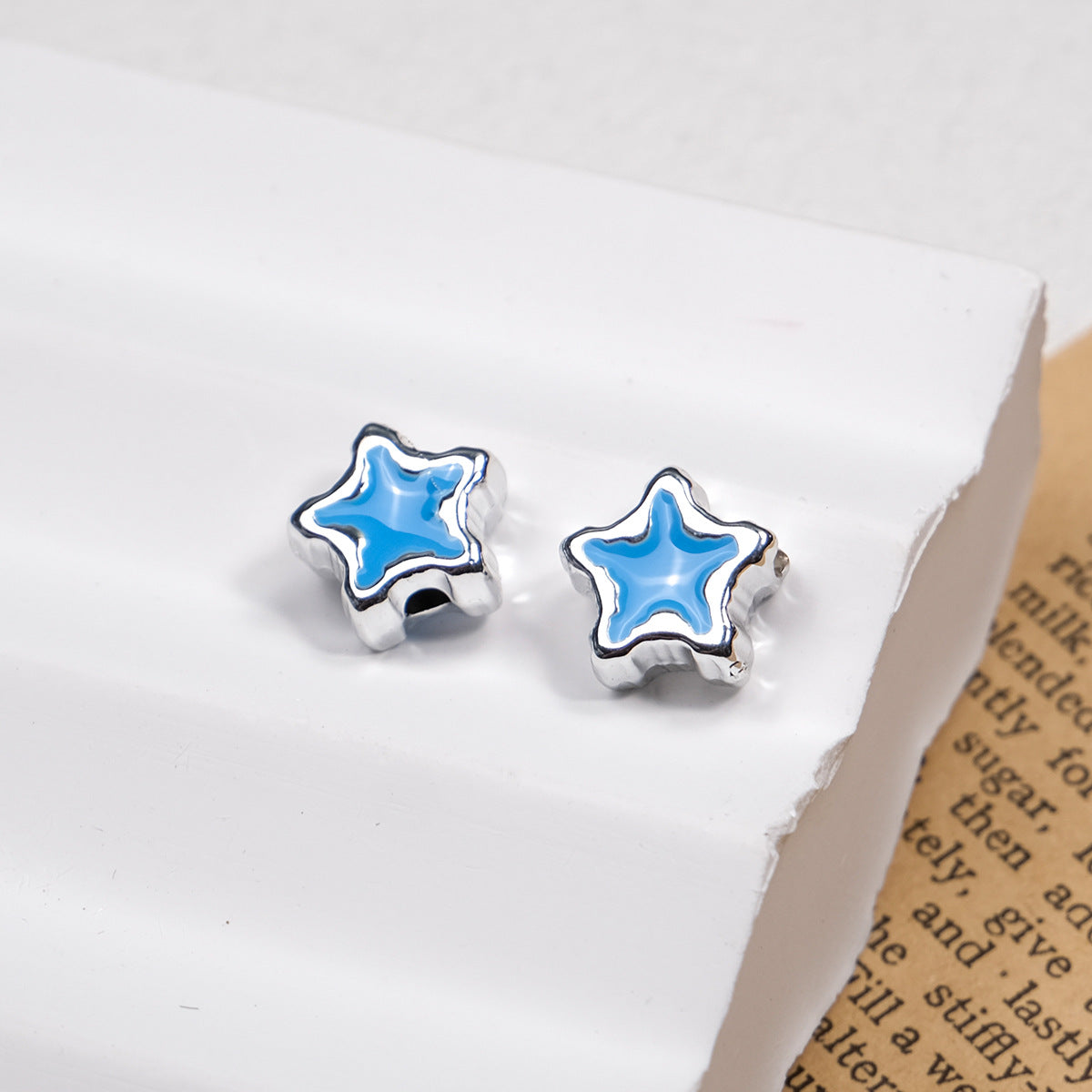 Silver Pixel Heart and Star Acrylic Beads 11mm Mixed Shapes 50pcs 24