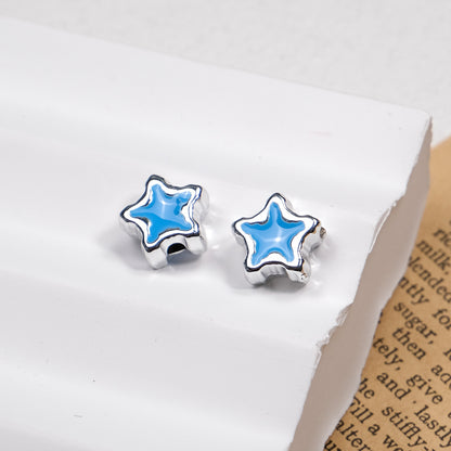 Silver Pixel Heart and Star Acrylic Beads 11mm Mixed Shapes 50pcs 24