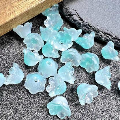 Czech Glass Beads Flower 12mm Iridescent Crystal Clear 50pcs 23