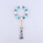 Leopard Print Silicone Bead Tassel Wristlet Keychain 7