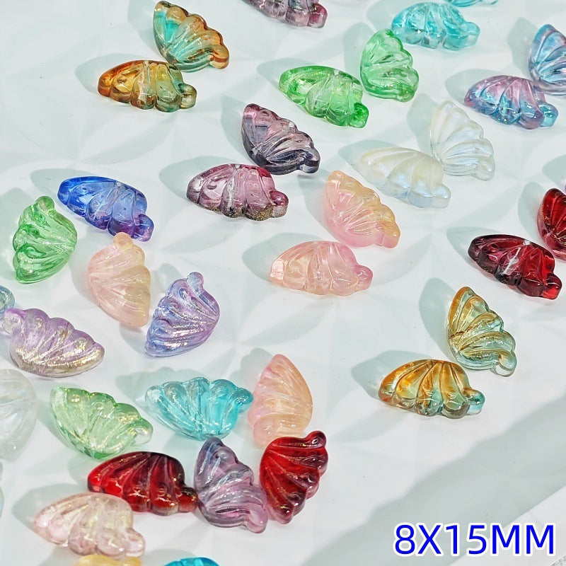 Iridescent Half Butterfly Wings Glass Beads 8x15mm 50pcs 6