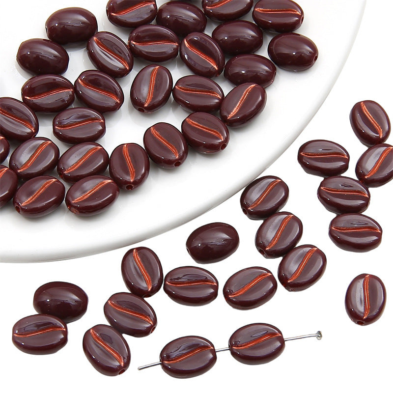 Transparent Coffee Bean Acrylic Beads 11x8mm Gold Highlights 30pcs 13