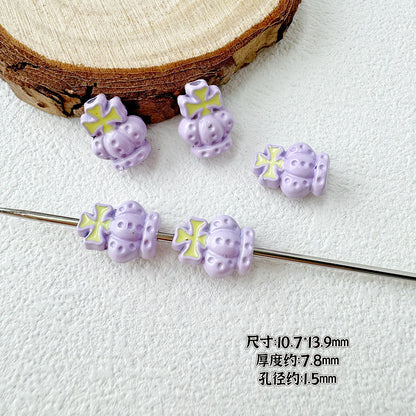 Crown and Wink Metal Beads 13mm Glossy Pastel Painted Alloy 10pcs 8