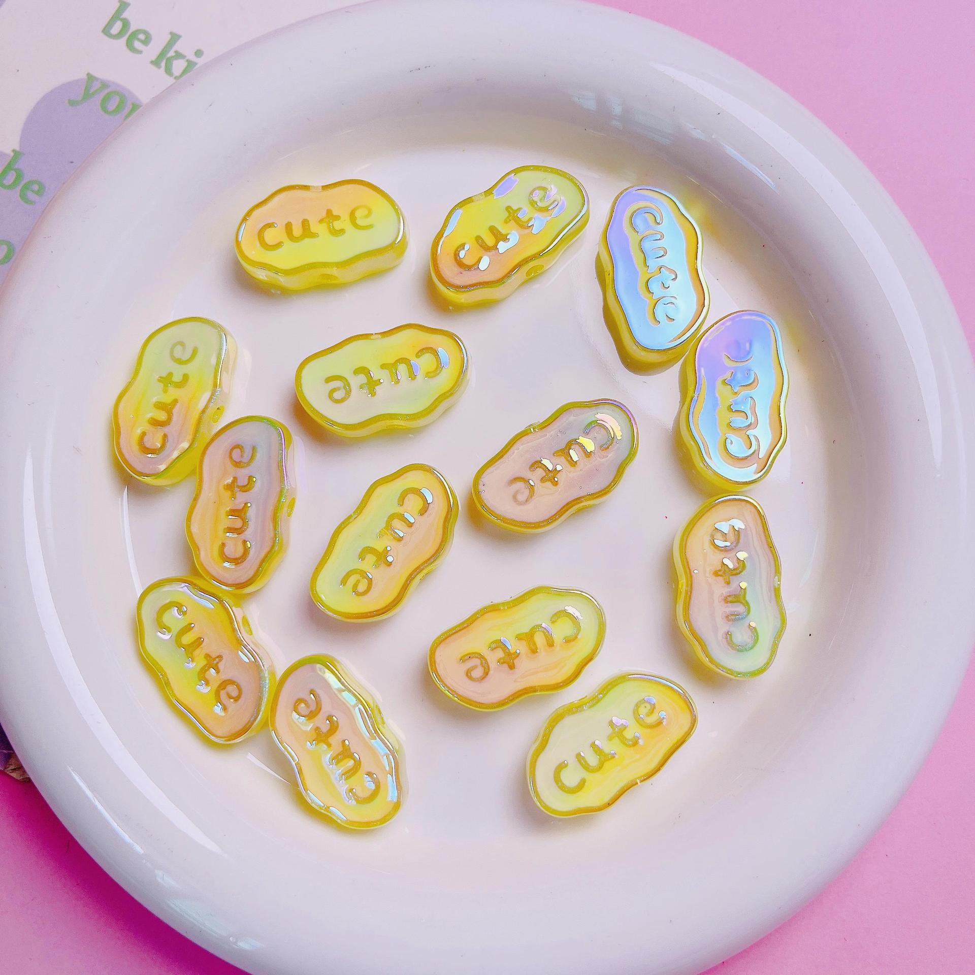 Glow Flat Acrylic Beads 15x26mm UV Plating Glow In The Dark 10pcs 6