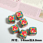 Christmas Square Acrylic Beads 14mm Colorful Printed 10pcs 16
