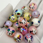 Jelly Color Mickey & Minnie Acrylic Beads 16mm Rainbow Shimmer 50pcs 2