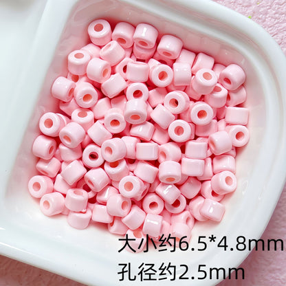 Solid Color Cylindrical Pony Beads Acrylic 6mm 50pcs 3