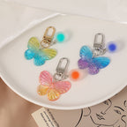Acrylic Gradient Butterfly Keychain Translucent Wings with Frosted Bead 3