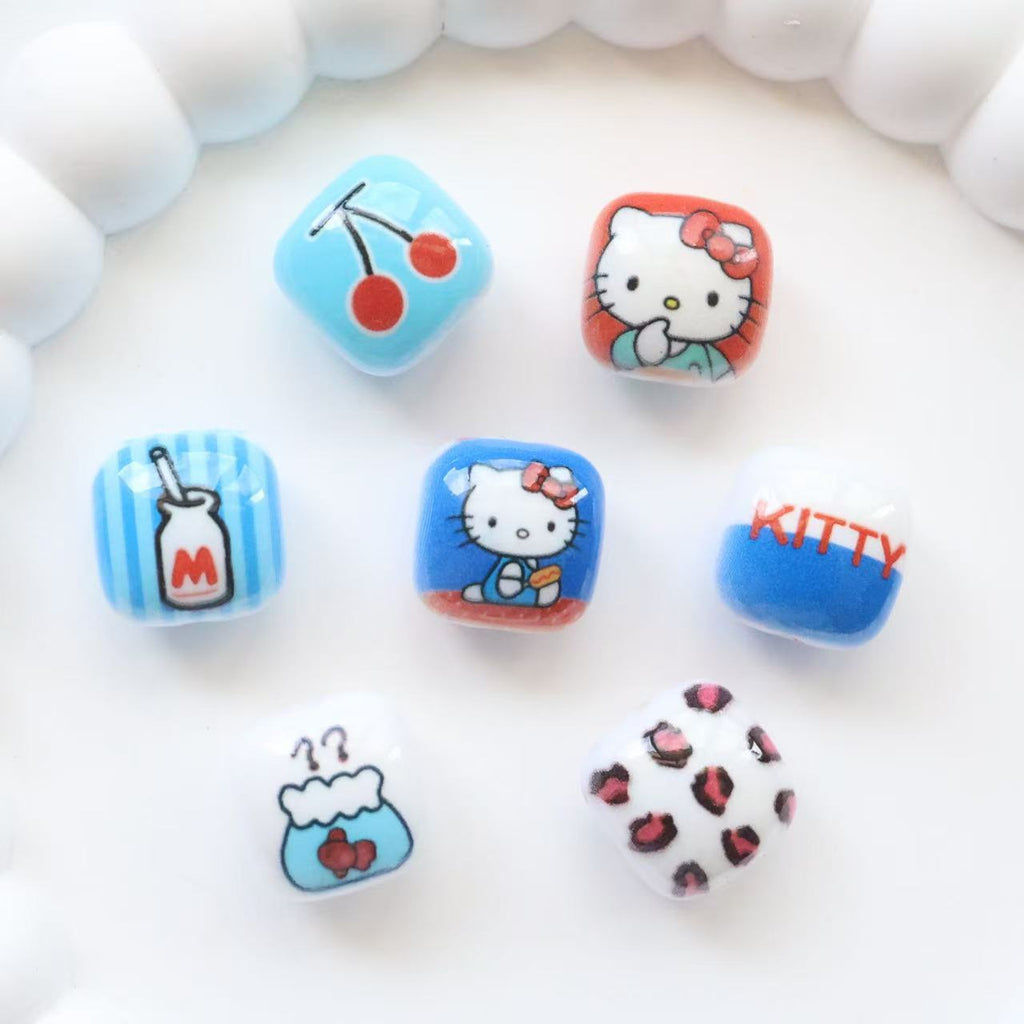 Double-Sided Blue Tone Square Acrylic Beads 16mm Printed 20pcs 3