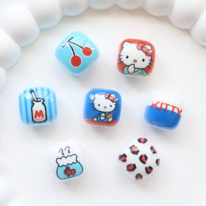 Double-Sided Blue Tone Square Acrylic Beads 16mm Printed 20pcs 3