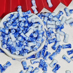 Antique Blue And White Porcelain Pattern Glass Beads 6x12mm 8mm 10mm 100pcs 3