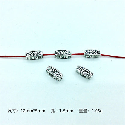 Tube Metal Beads 12mm Antique Silver Tone Crackle Zinc Alloy 100pcs 2