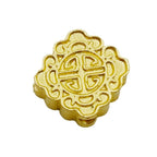 Square Metal Beads 10mm Auspicious Cloud Pattern Gold Tone 20pcs 5