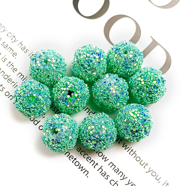 Glitter Bubblegum Beads 16mm Colorful Iridescent Sparkle 1pc 16