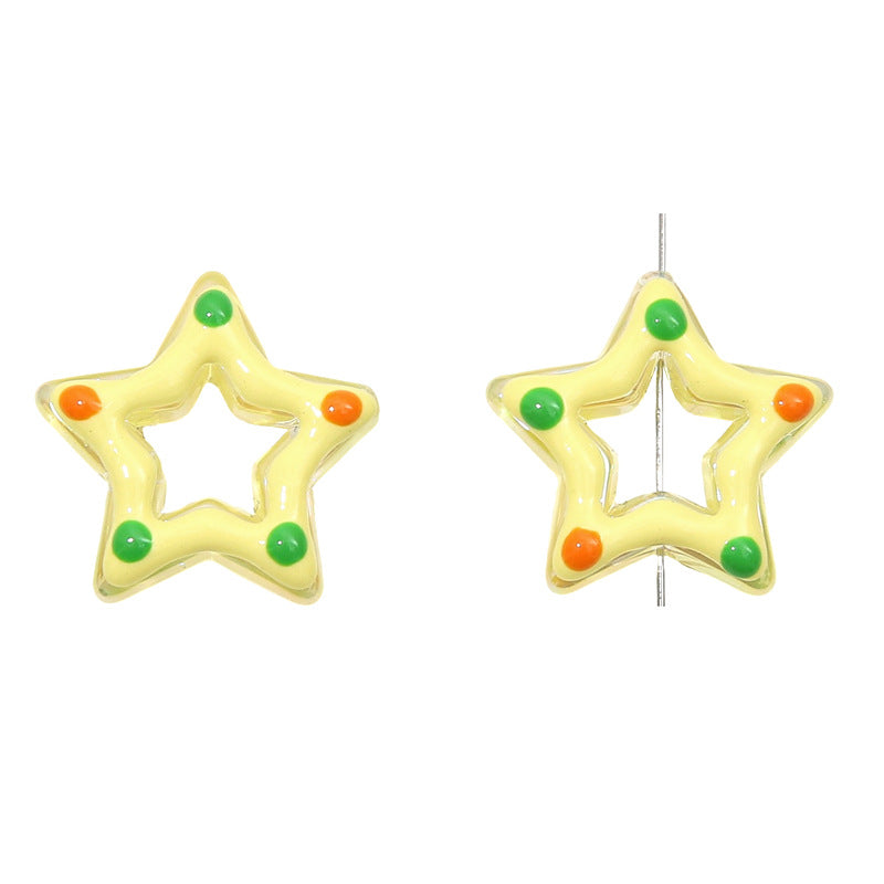 Glossy Hollow Star Acrylic Beads 27mm Pastel Colors 2pcs 9