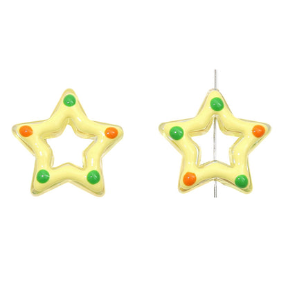 Glossy Hollow Star Acrylic Beads 27mm Pastel Colors 2pcs 9