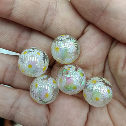 Transparent Daisy Acrylic Beads 16mm UV Plating Glossy 100pcs 8